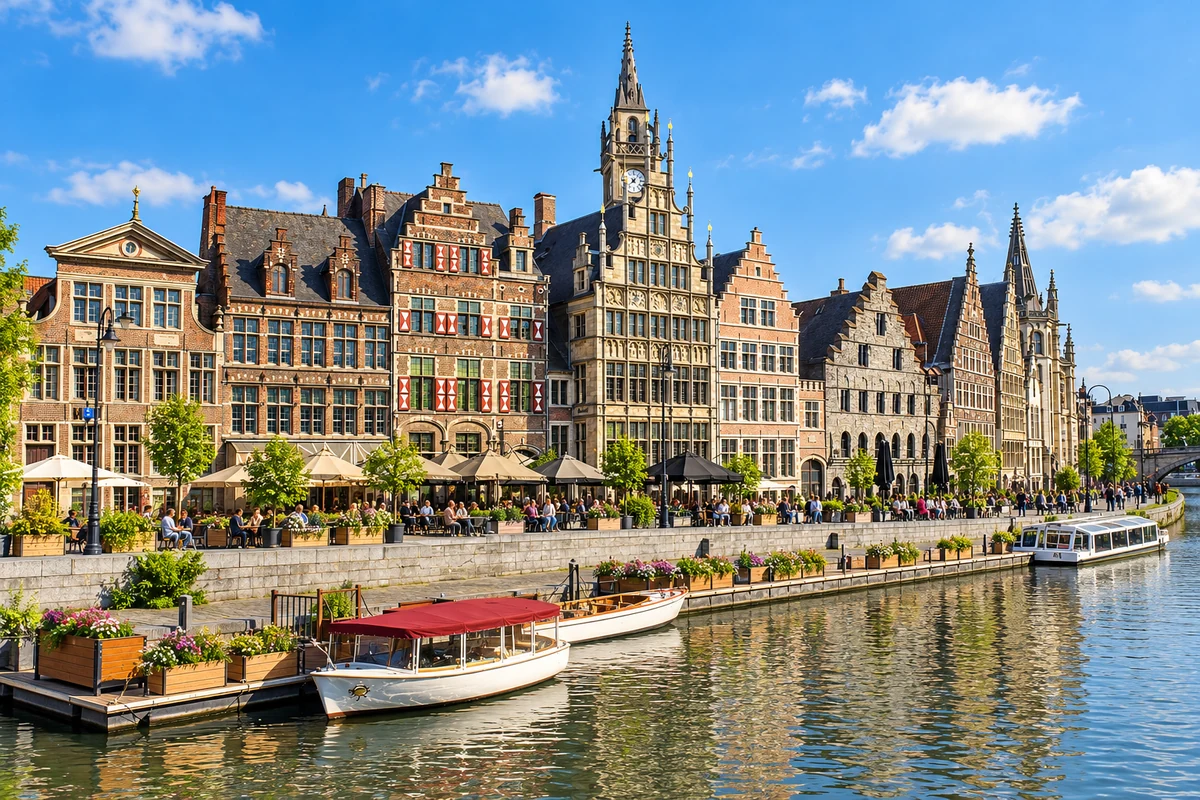 Historische kades langs de Leie, Gent in Gent.