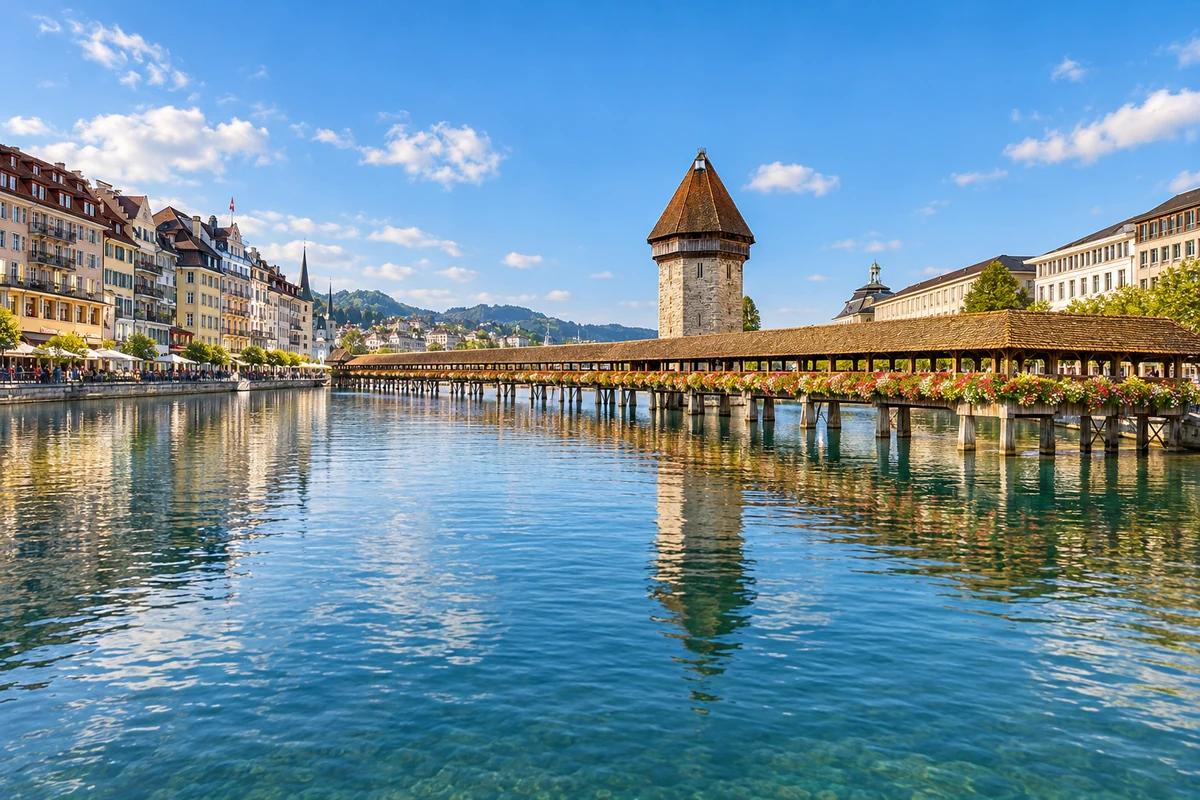 Kapellbrücke en Wasserturm in Luzern.